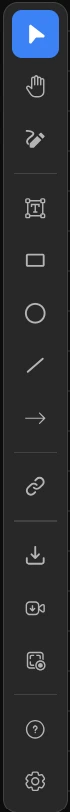 LoopBoard tool rail: select, pan, pen, text, rectangle, ellipse, line, arrow, link, download, clip capture, screenshot, help, settings